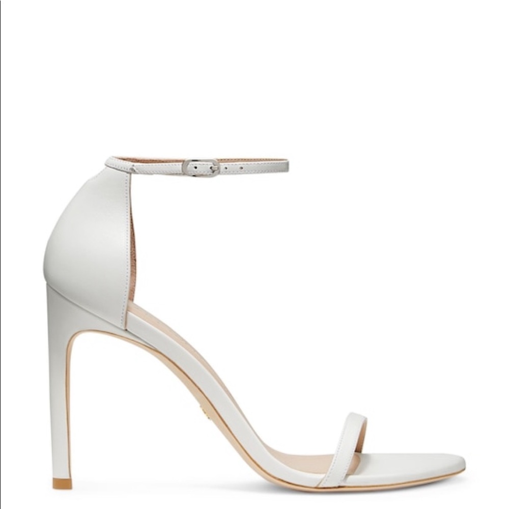 Stuart Weitzman Nudist Strap Sandal White Satin 9